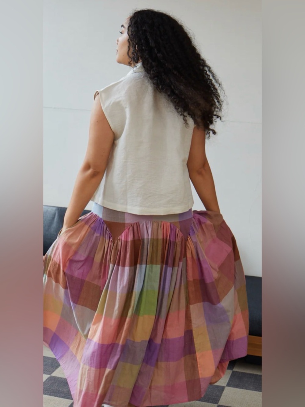 Rujuta Sheth LEILA SKIRT in MERIDA CHEX size XL - Picture 5 of 12